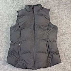 Eddie Bauer Puffer Vest Mens Medium Black Full Zip Quilted Gorpcore 6041-21